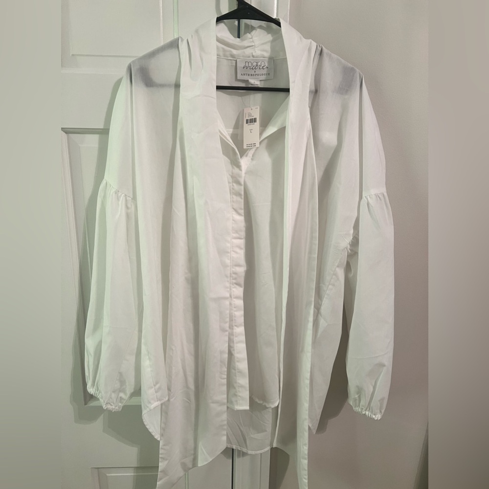 NWT Mare Mare x Anthropologie white blouse tie collar
